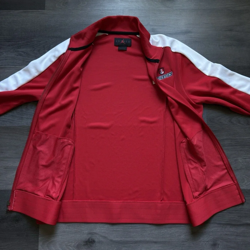 Air Jordan Full Zip Track Jacket Stripe Mens XL Red White Warmup DRI-FIT Pockets